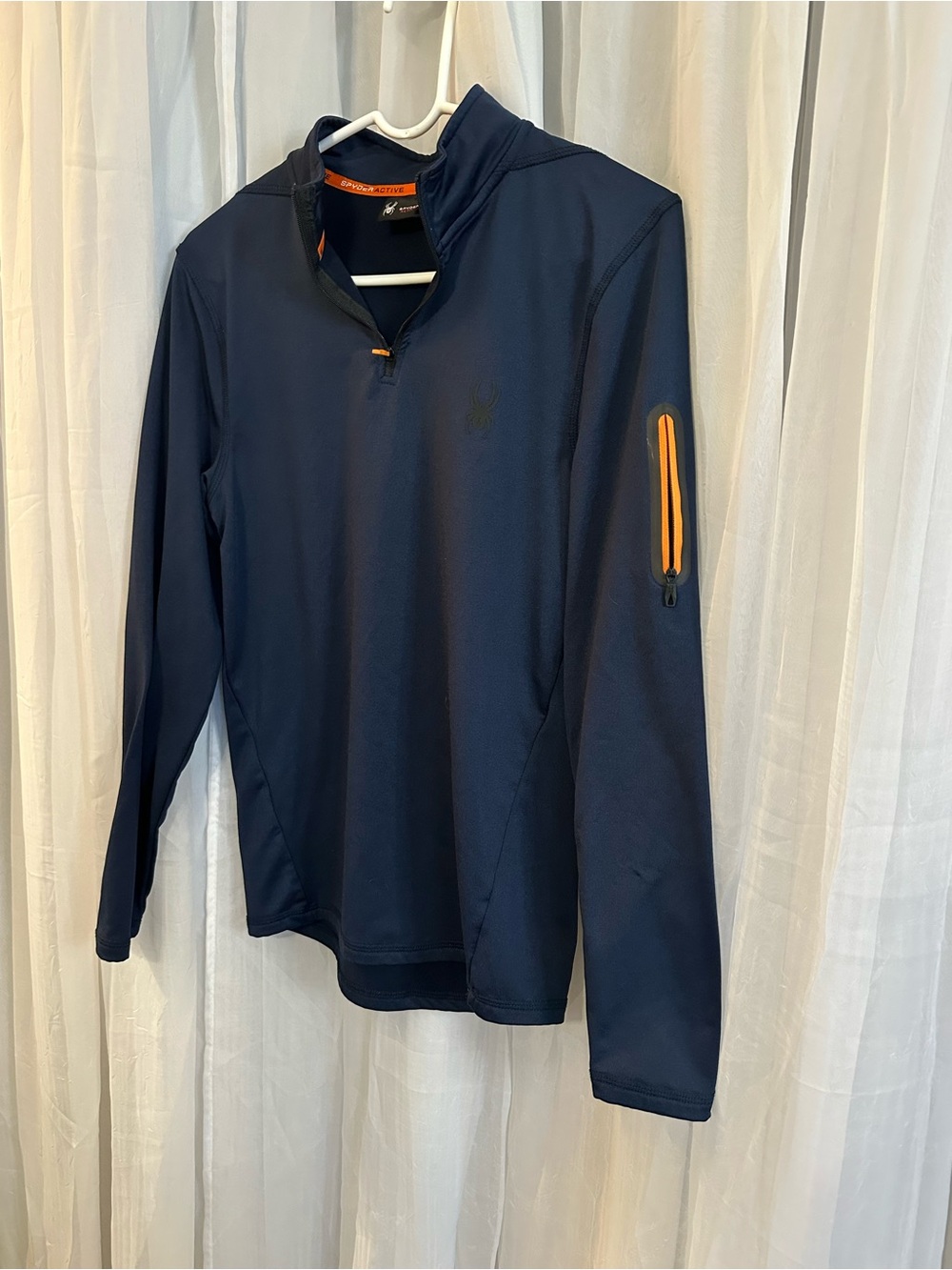 Spyder Navy Performance Quarter-Zip with Orange Accents